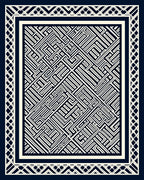 Abstract Maze Patterned Geometric Design Rug