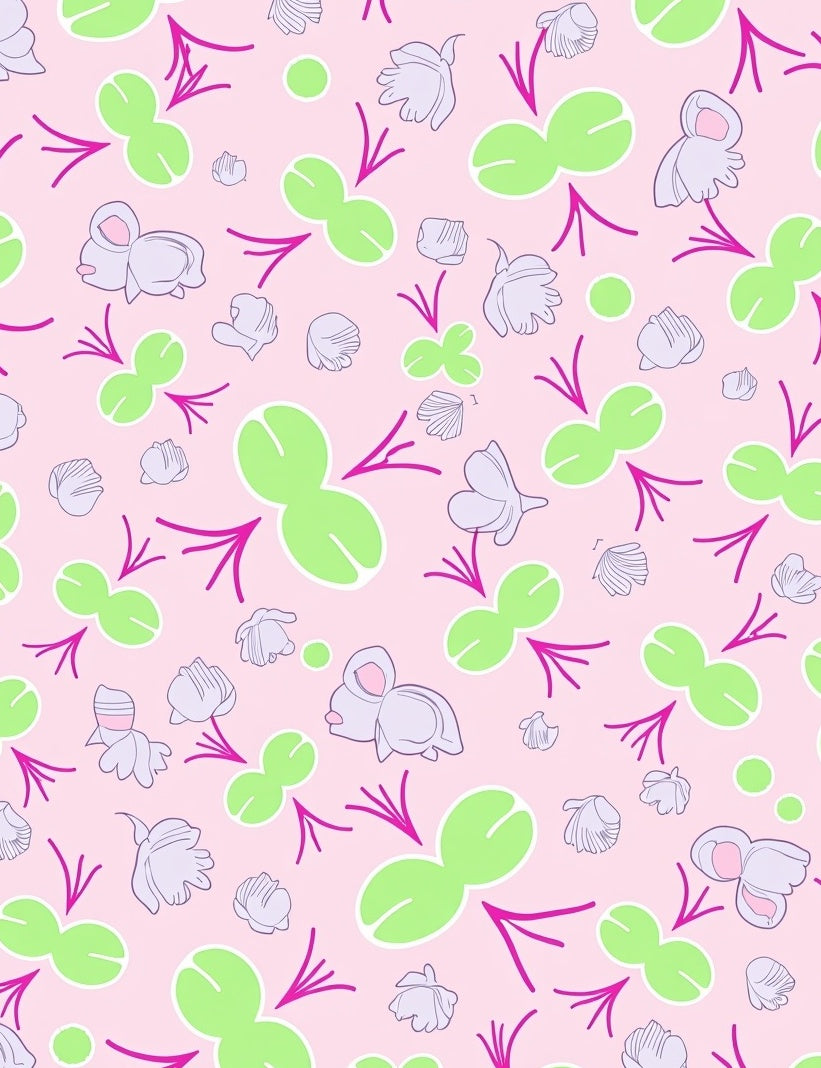 Playful Mouse and Floral Pattern Rug