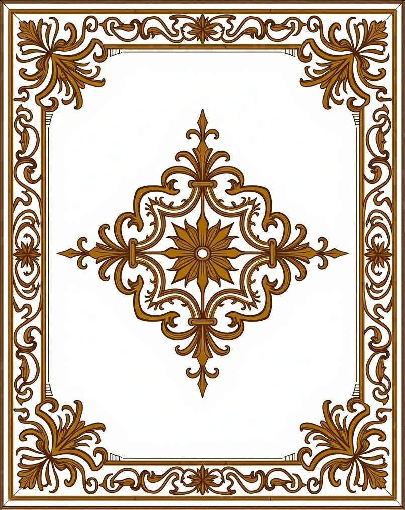 Ornate Floral Scrollwork Centerpiece Rug