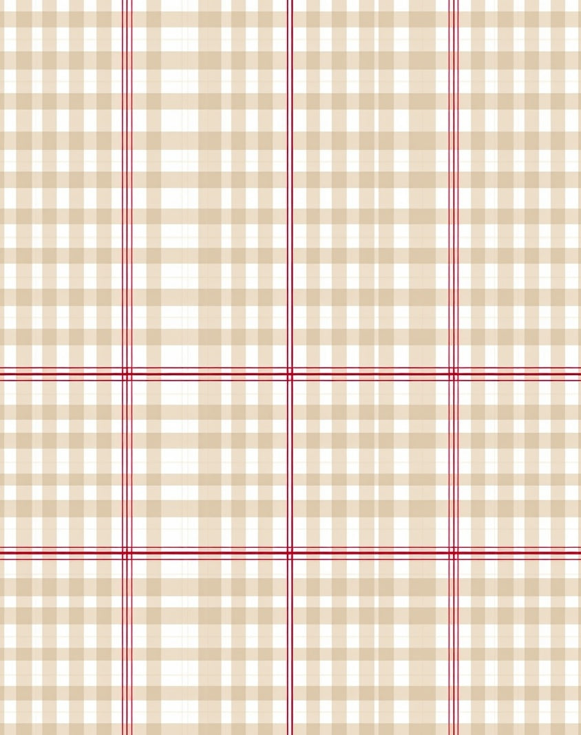 Beige Red Plaid Pattern Rug