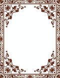 Elegant Scroll Floral Corner Border Rug