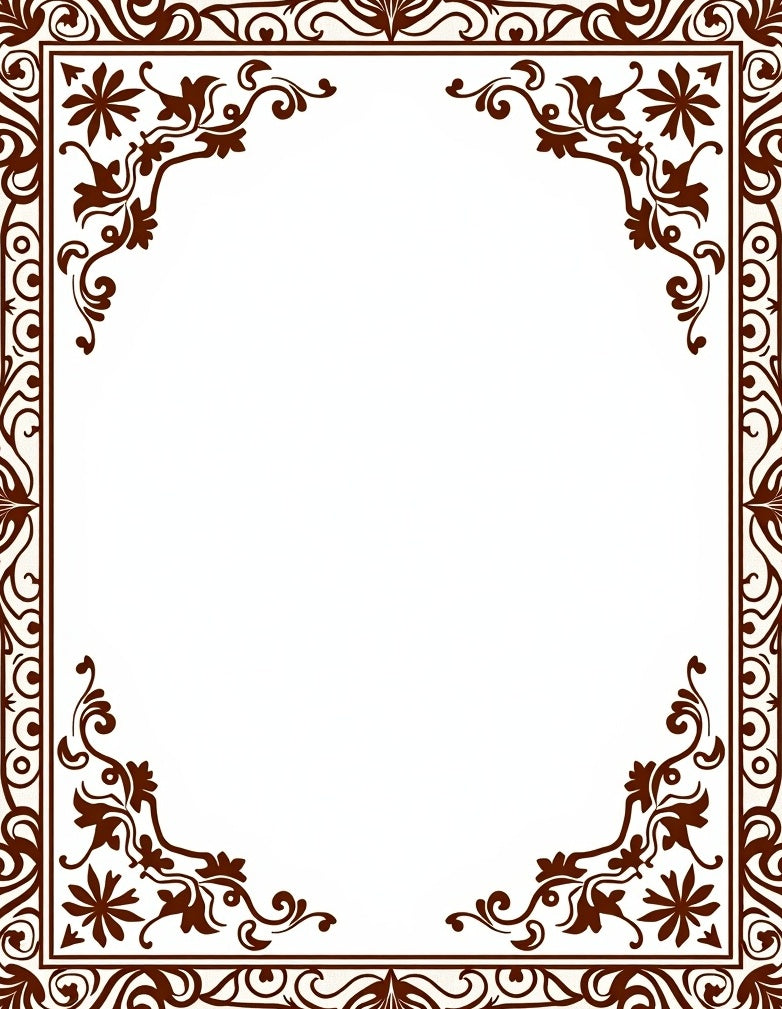 Elegant Scroll Floral Corner Border Rug