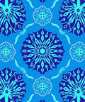 Deep Blue Cyan Floral Medallion Arrangement Rug
