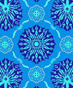 Deep Blue Cyan Floral Medallion Arrangement Rug