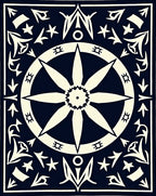 Vintage Compass Starburst Pattern Rug