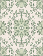 Green Floral Symmetry Pattern Design Rug