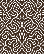 Brown White Continuous Line Art Rug