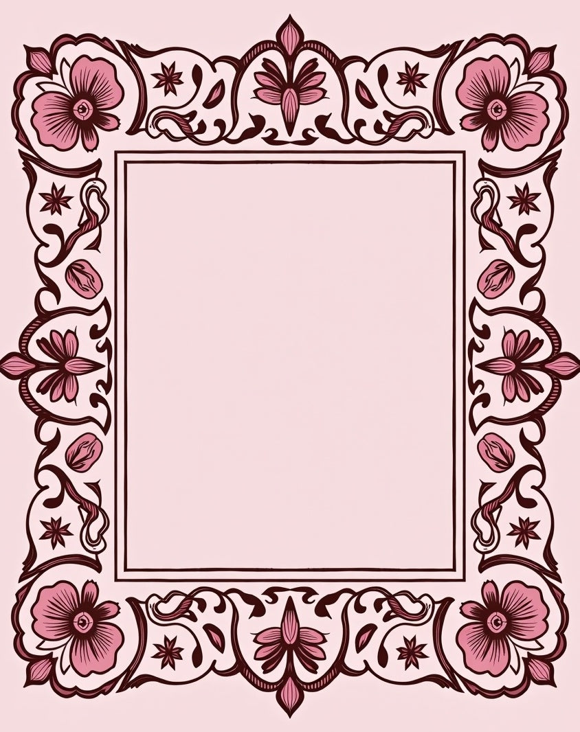 Ornate Floral Border Design Rug