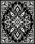 Intricate Black White Floral Medallion Rug