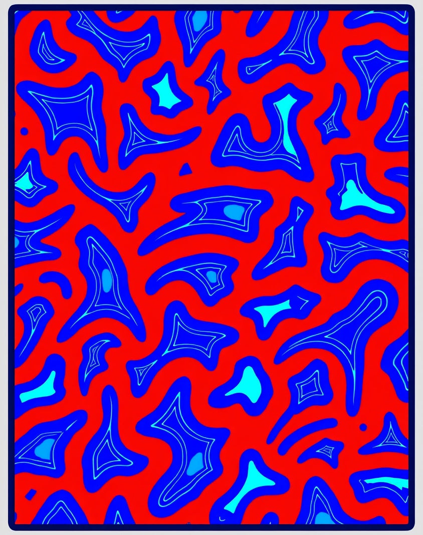 Abstract Blob Pattern With Red Background Rug