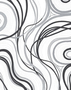 Abstract Swirling Black Gray Pattern Rug