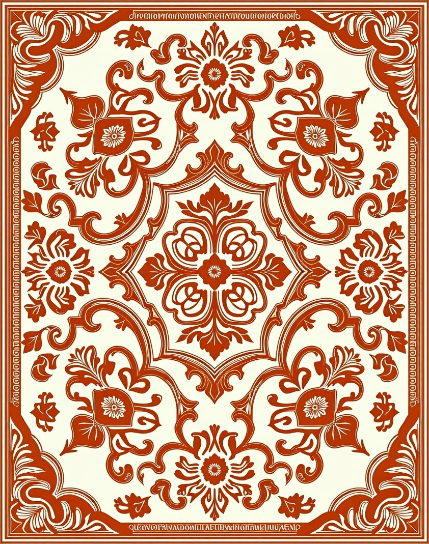 Ornate Floral Arabesque Design Rug