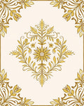 Ornate Golden Floral Vine Pattern Rug