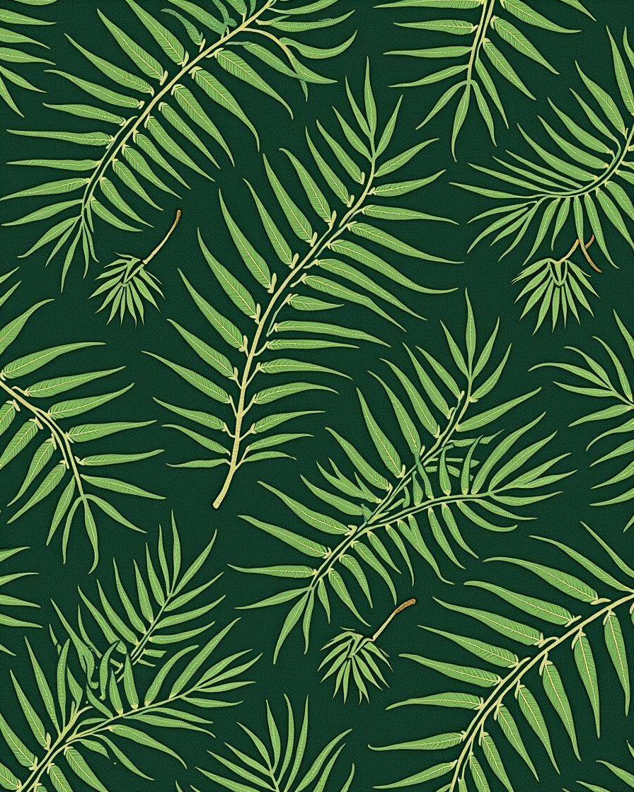 Green Leaf Motif Pattern Rug
