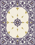 Elegant Purple Gold Floral Frame Rug