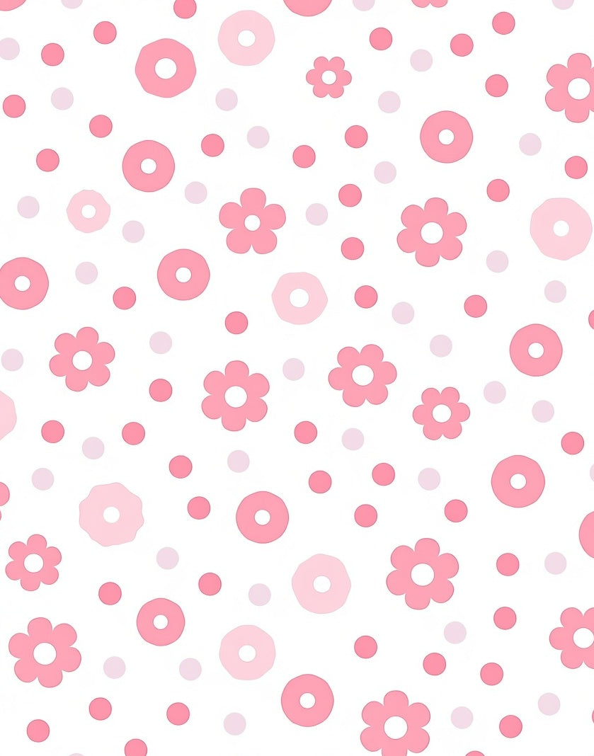 Playful Pink Floral Dot Pattern Rug