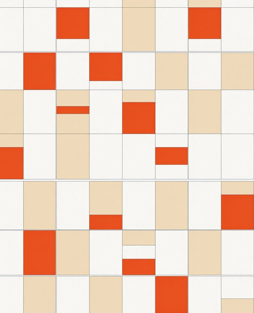 Orange Neutral Geometric Blocks Rug