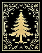 Black Gold Christmas Tree Snowflakes Border Rug