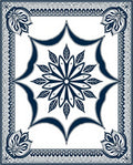 Classic Navy Floral Mandala Pattern Rug