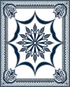 Classic Navy Floral Mandala Pattern Rug