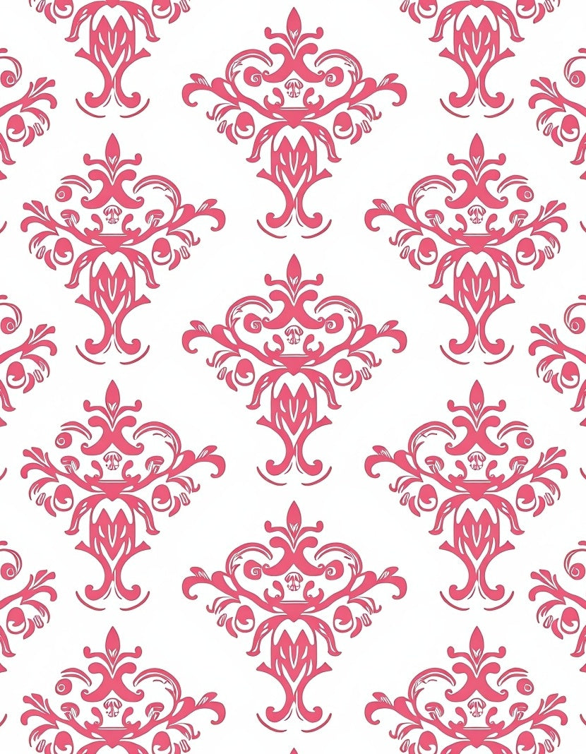 Elegant Pink Damask Pattern Rug