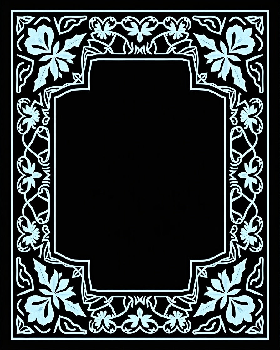 White Floral Scrollwork Accent Rug