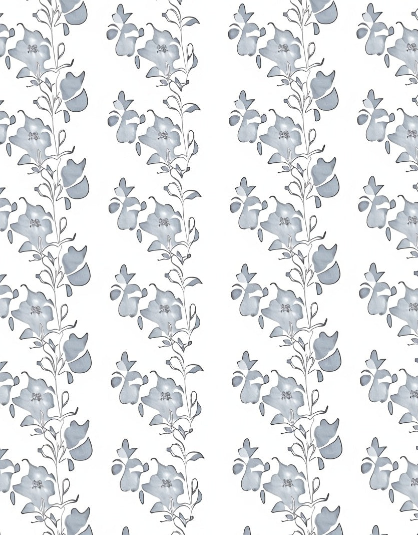 Delicate Blue Floral Vine Pattern Rug