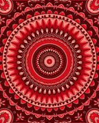 Rich Red Floral Mandala Pattern Rug
