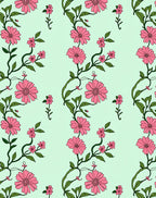 Pink Flower Vine Pattern Rug
