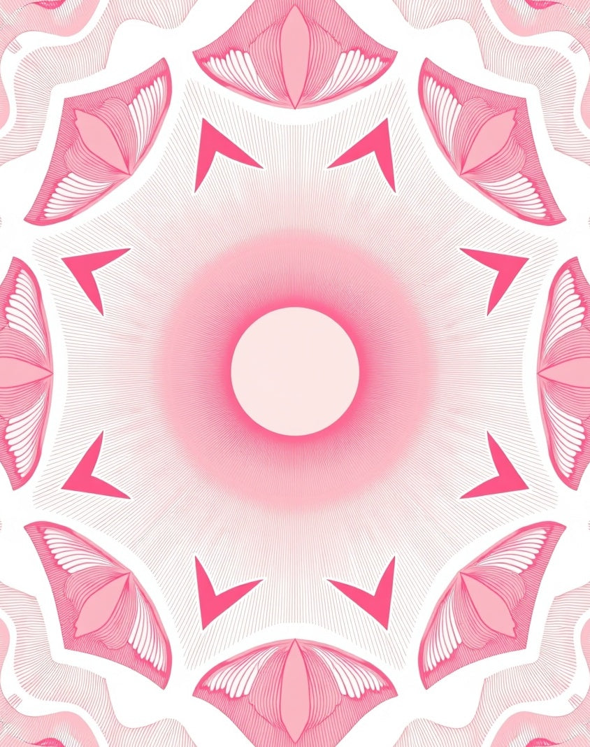 Pink Lotus Floral Kaleidoscope Rug