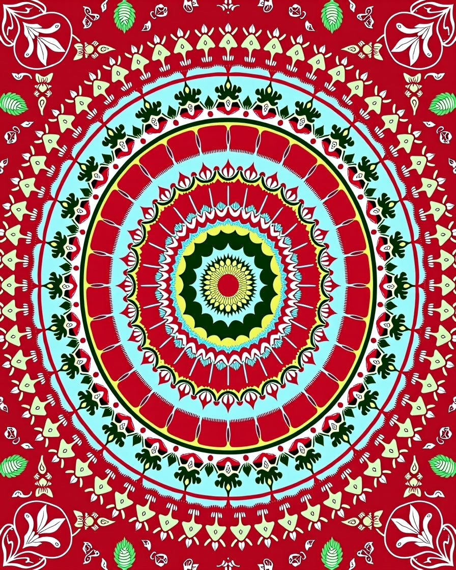 Radiant Sunburst Mandala Pattern Design Rug