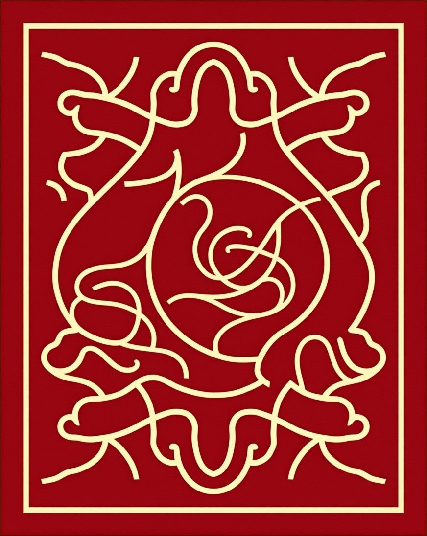 Bold Red Gold Abstract Design Rug