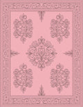 Classic Pink Floral Scrollwork Design Rug