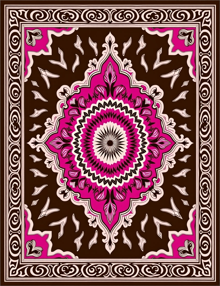 Vibrant pink floral medallion Rug