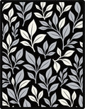 Monochrome Branch Leaf Pattern Rug