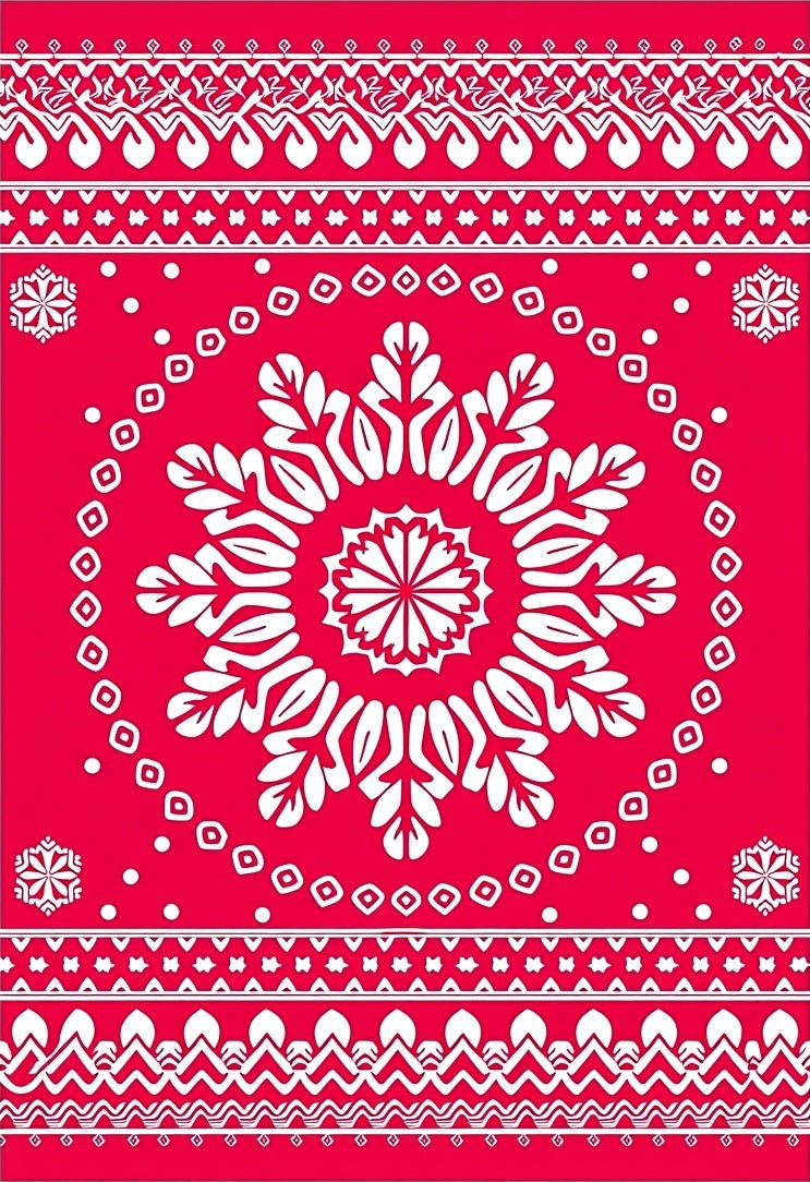 Crimson White Intricate Mandala Medallion Rug