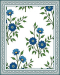 Blue Floral Sprigs Border Design Rug