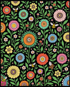 Whimsical Floral Bee Garden Pattern Rug