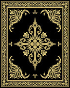 Elaborate Gold Floral Motif Rug