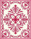 Ornate Pink Floral Scroll Rug