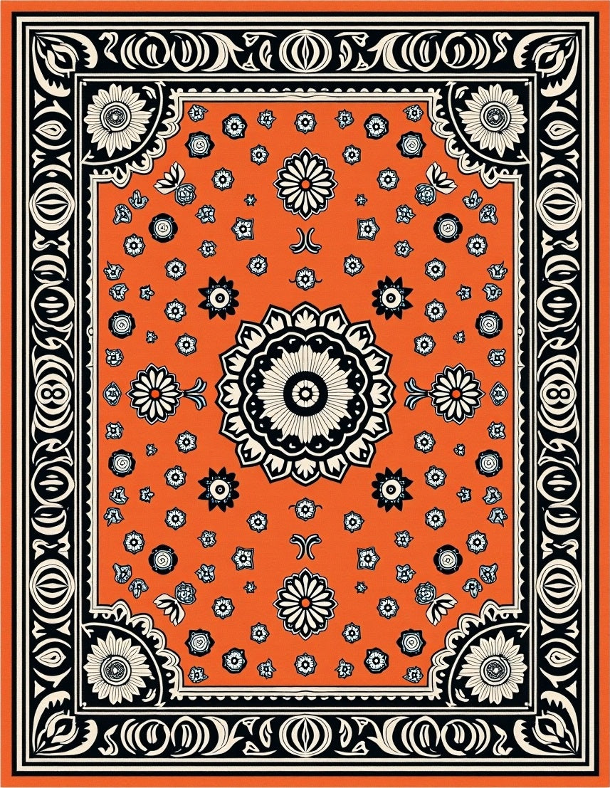Bold Floral Patterned Statement Rug