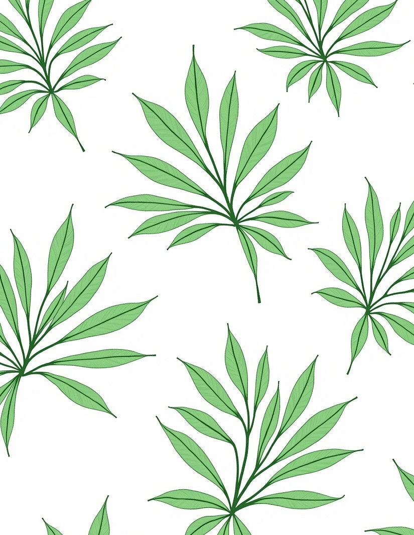 Green Leaf Patterned Fresh Design Rug
