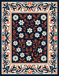 Ornate Floral Border Cream Rug