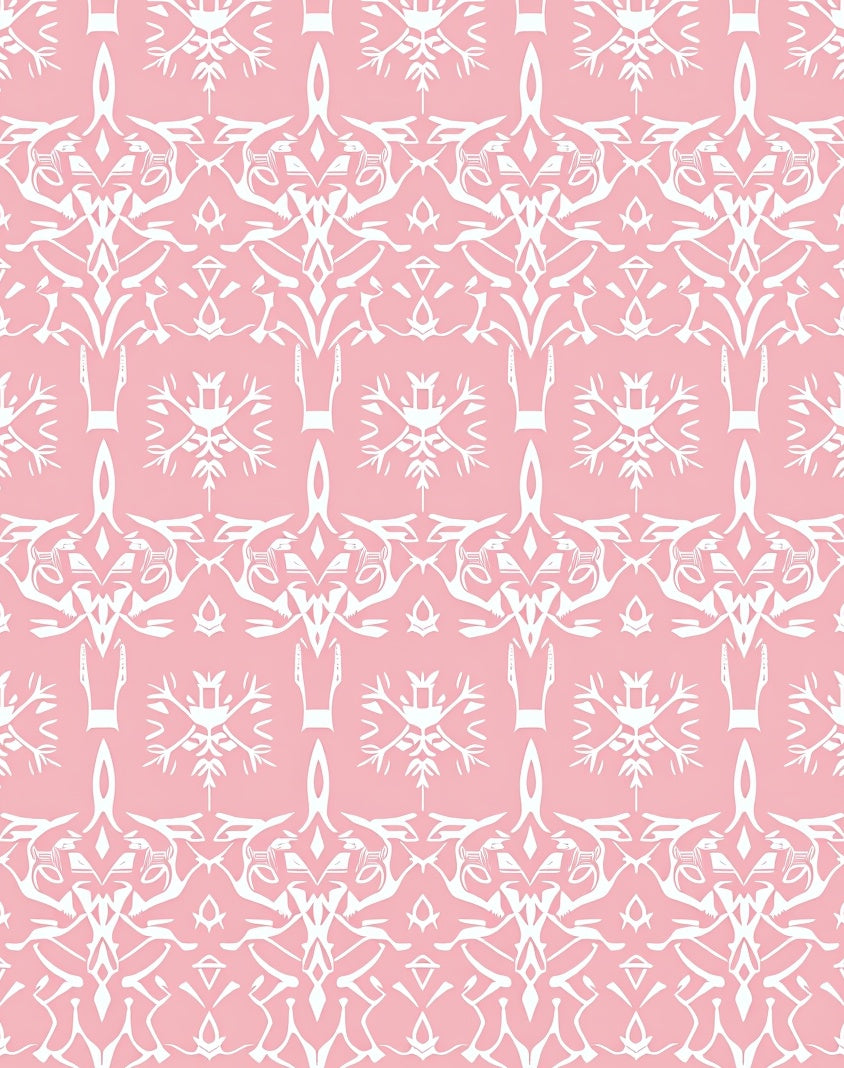 White Art Nouveau Floral Pattern Rug