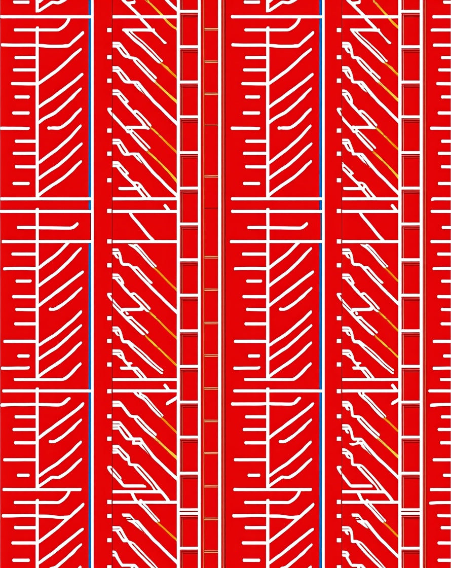 Bold Red White Modern Linear Design Rug