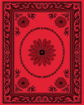 Bold Red Floral Frame Design Rug