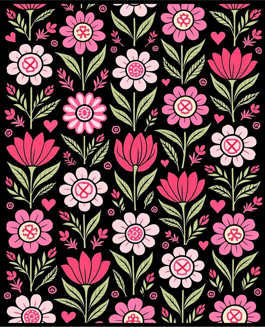 Floral Heart Meadow Pattern Rug
