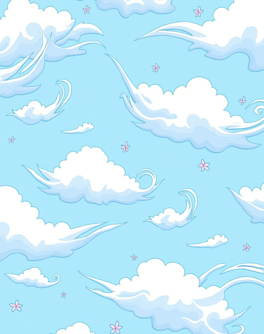 Whimsical Sky Cloud Blossom Pattern Rug