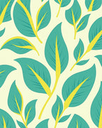 Teal Leaf Pattern Design Rug