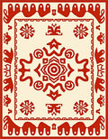 Abstract Red Festive Mandala Design Rug